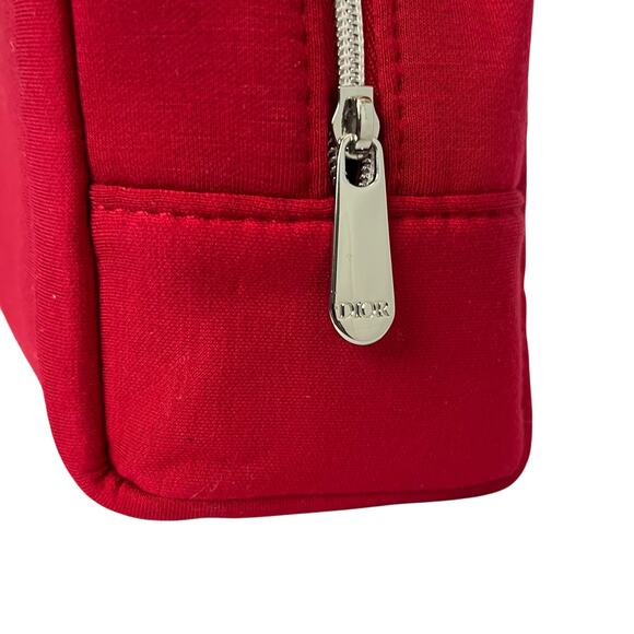 Dior Beauty CD Logo Soft Red Makeup Bag Zip Pouch - Picture 4 of 7
